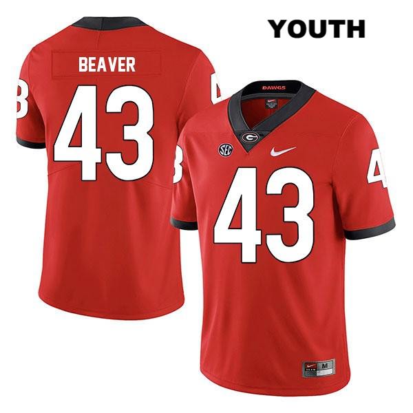 Georgia Bulldogs Youth Tyler Beaver #43 NCAA Legend Authentic Red Nike Stitched College Football Jersey YFY3056JI